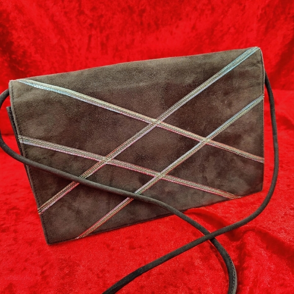 Vintage Crossbody Bag Brown Surde Purse by UNGARO Parallele Paris 1980s - Picture 13 of 16